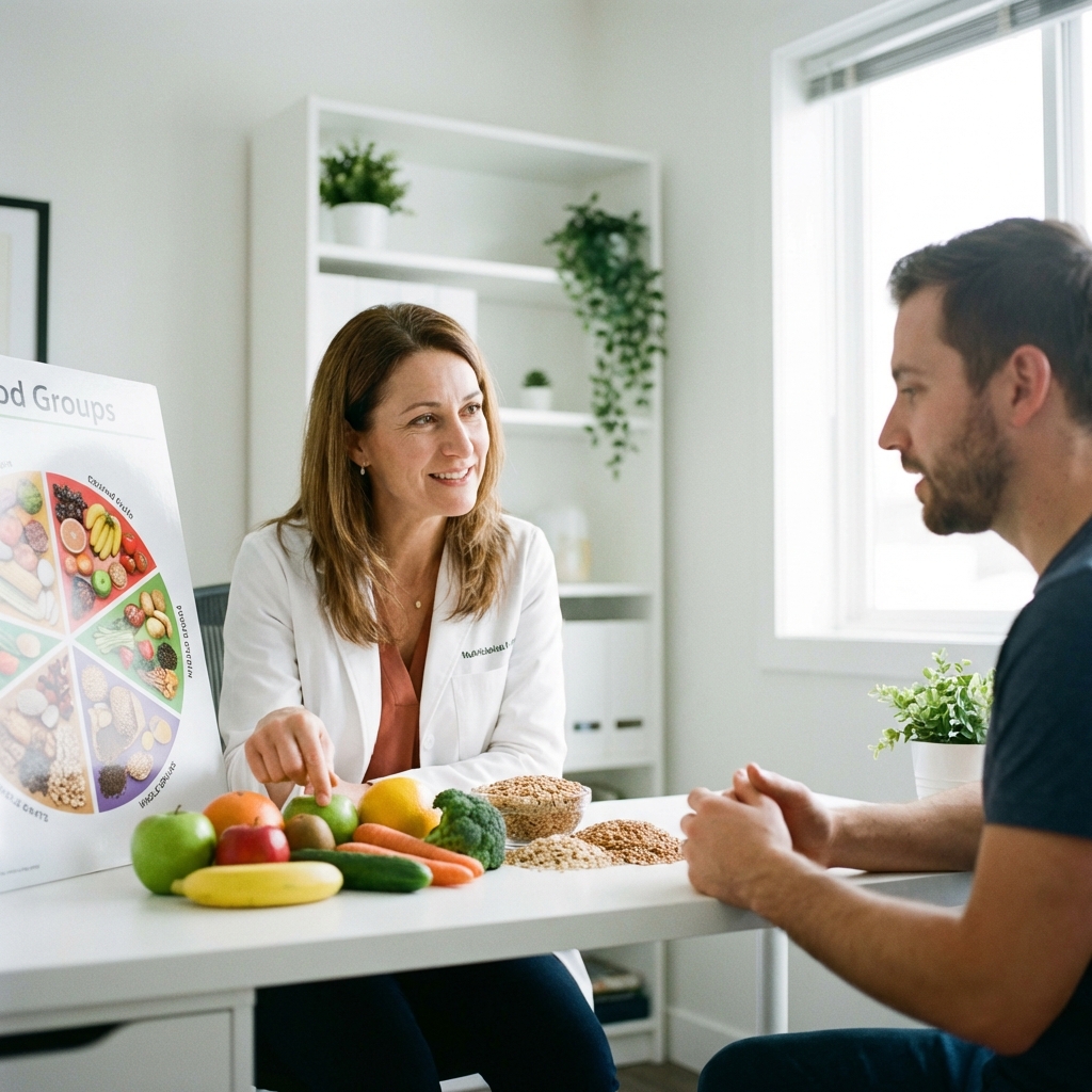 Nutritionist consulting client